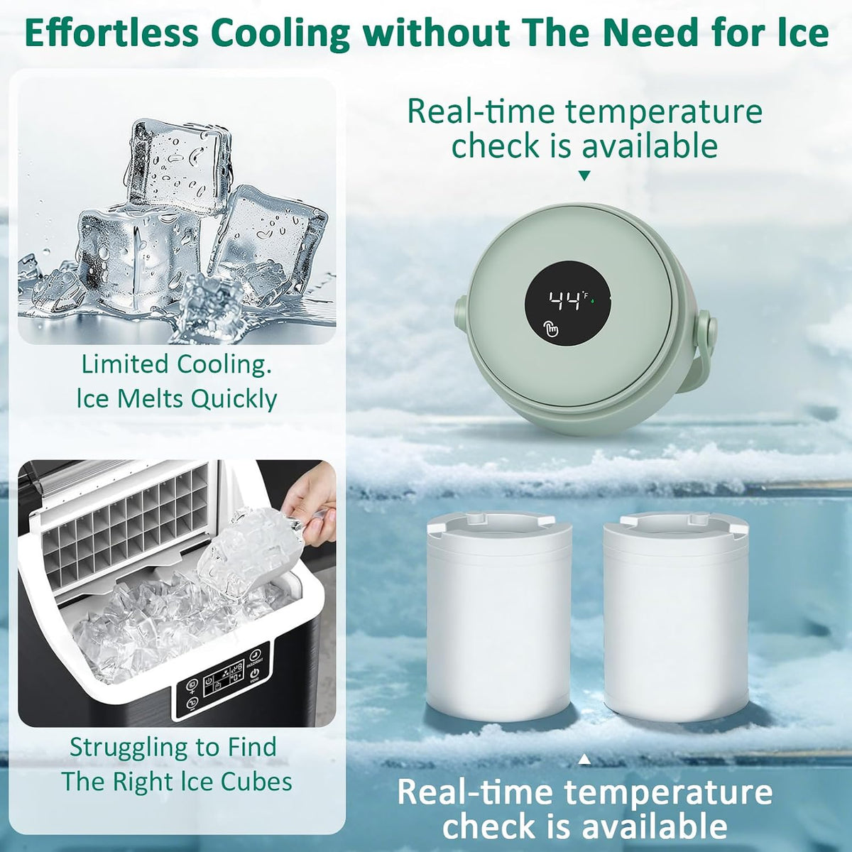 Portable Breast Milk Cooler for Outdoors & Work, 360° Total Cooling Keeps Milk Fresh for 24 Hours, 19Oz Large Capacity Travel Breastmilk Chiller with Temp Display & 2Pcs Bottle for Breastmilk Storage
