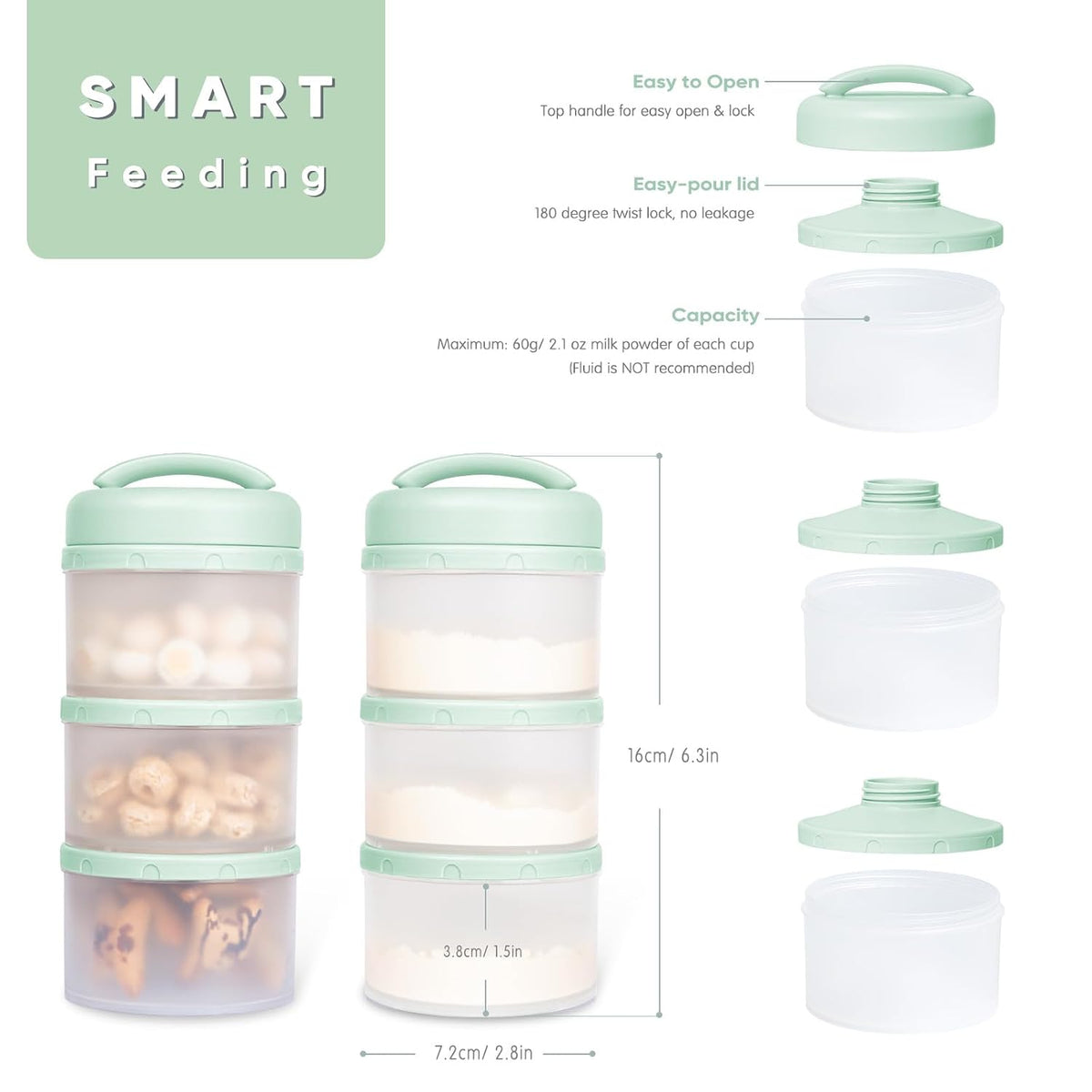Stackable Formula Dispenser Portable: Milk Powder Container to Go
