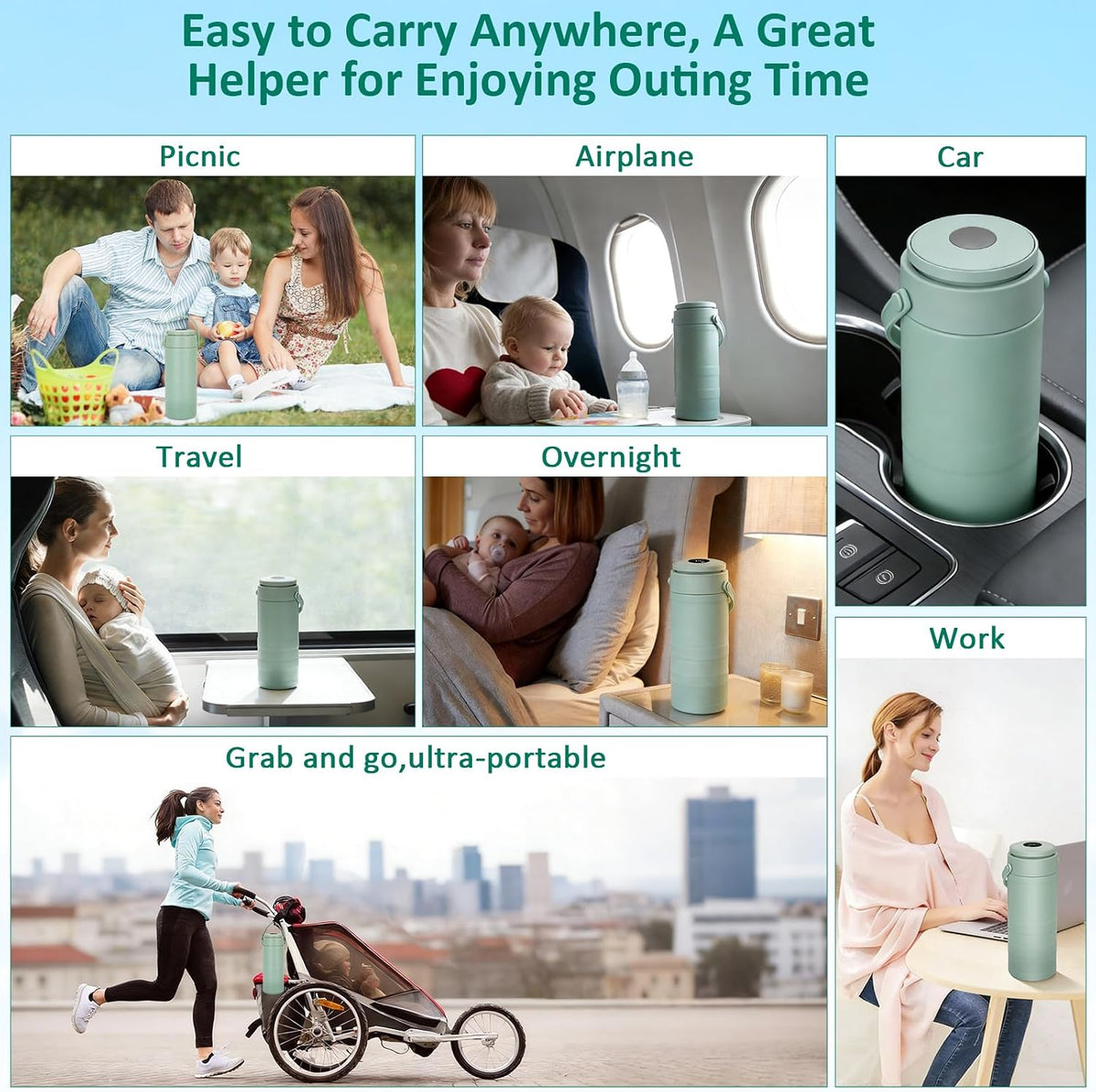 Portable Breast Milk Cooler for Outdoors & Work, 360° Total Cooling Keeps Milk Fresh for 24 Hours, 19Oz Large Capacity Travel Breastmilk Chiller with Temp Display & 2Pcs Bottle for Breastmilk Storage
