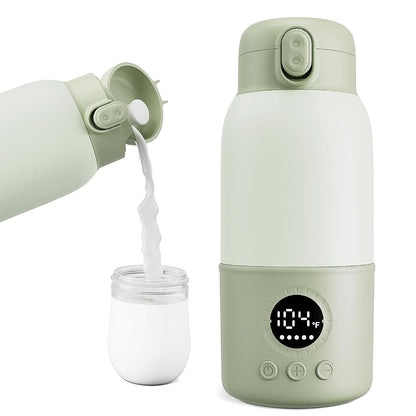 Portable Bottle Warmer for Travel, Fast Heating Baby Bottle Warmer with Keep Warm Function, Portable Milk Warmer for Breast Milk & Formula, 13Oz Large Capacity On-The-Go Feeding Solution